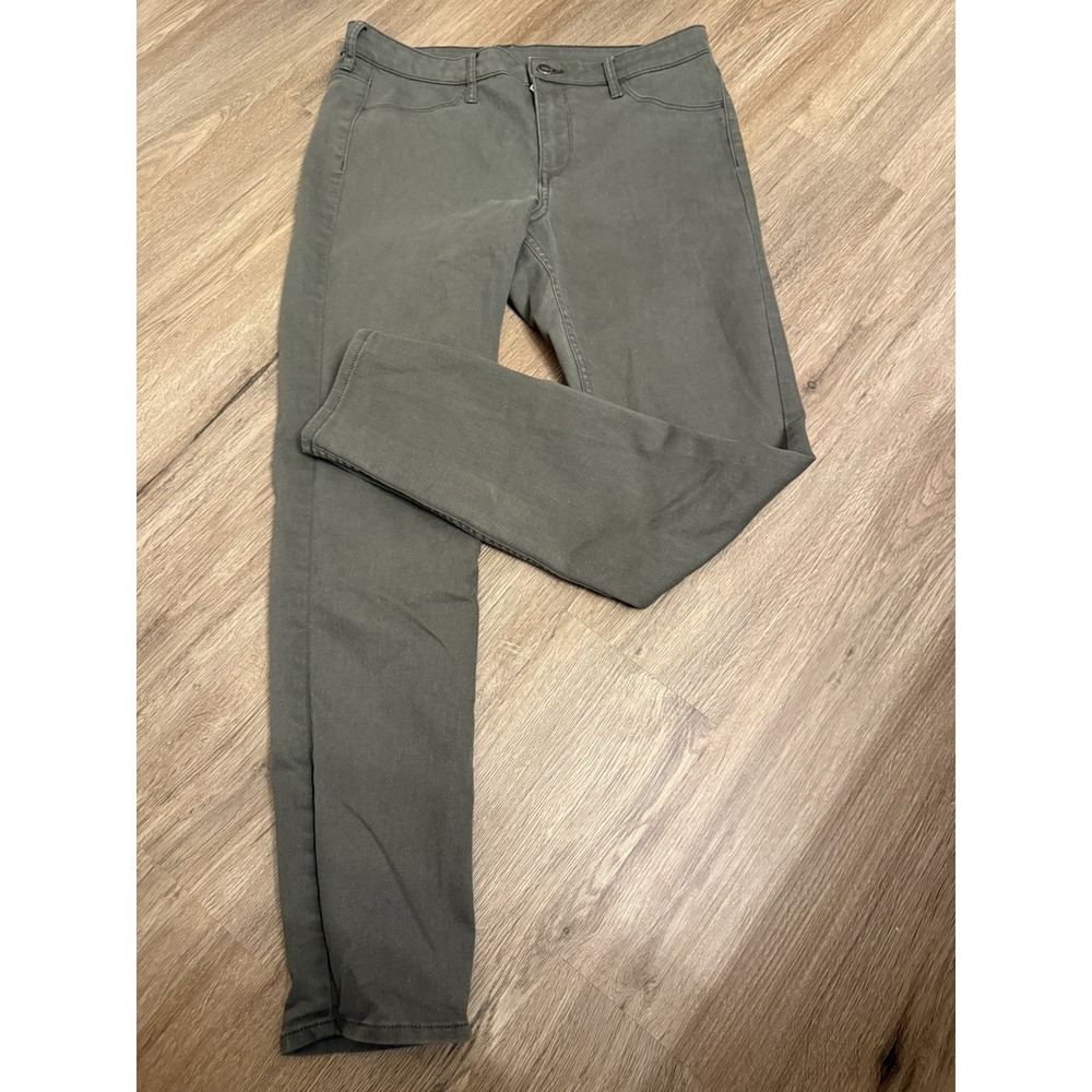 H&M &Denim Skinny Ankle Jeans Women's Size 32 Olive Green Stretch Denim‎ Pants